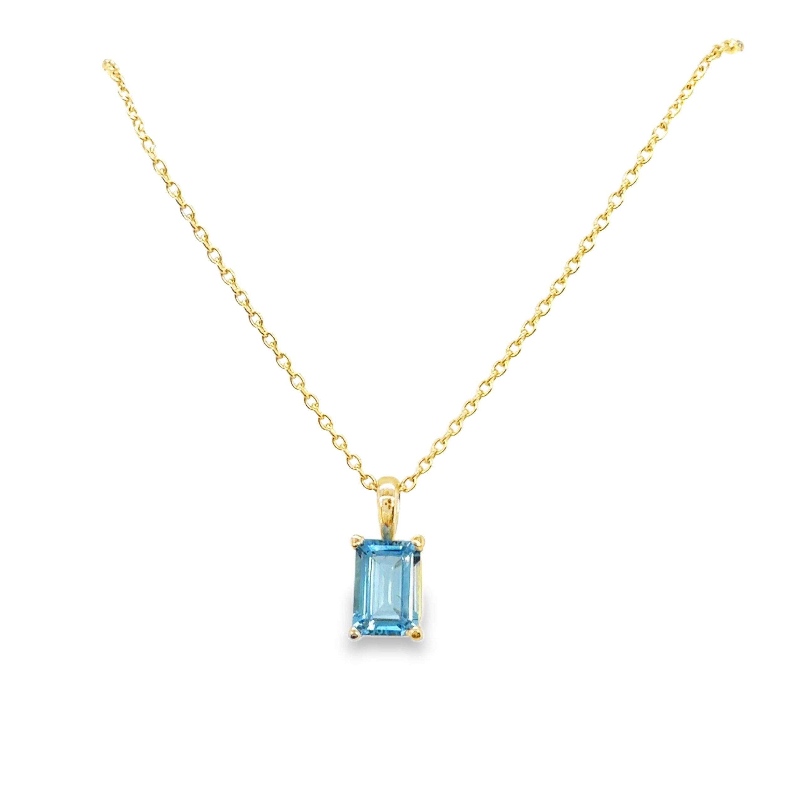 Aquamarine Emerald Cut Pendant