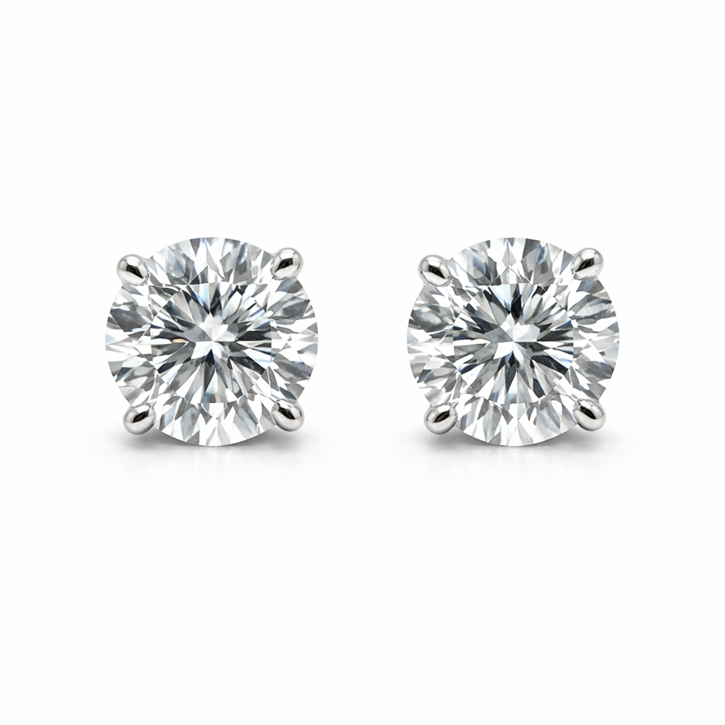 Round Brilliant Cut Lab-Grown Diamond Stud Earrings 1 1/2 CTW in 14k White Gold