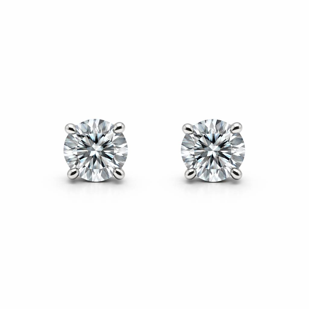 Round Brilliant Cut Lab-Grown Diamond Stud Earrings 1 CTW in 14k White Gold