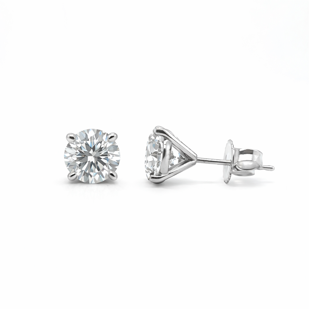 Round Brilliant Cut Lab-Grown Diamond Stud Earrings 1 CTW in 14k White Gold