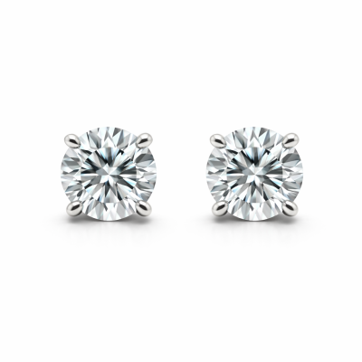 Round Brilliant Cut Lab-Grown Diamond Stud Earrings 1 1/2 CTW in 14k White Gold