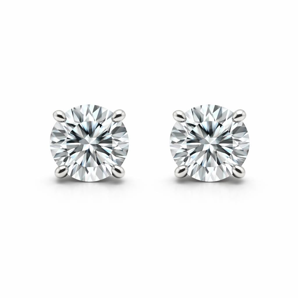 Round Brilliant Cut Lab-Grown Diamond Stud Earrings 1 1/2 CTW in 14k White Gold