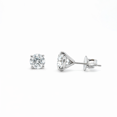 Round Brilliant Cut Lab-Grown Diamond Stud Earrings 1/2 CTW in 14k White Gold