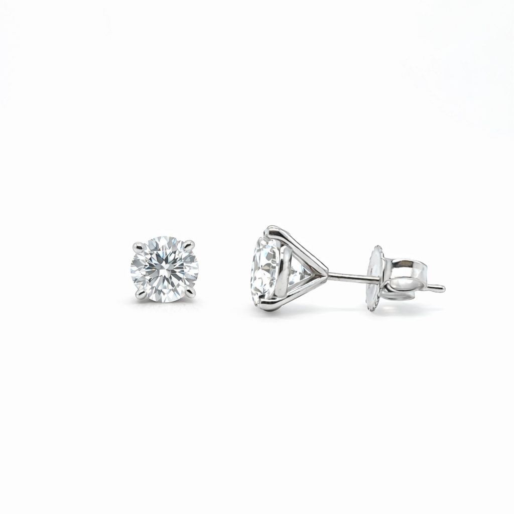 Round Brilliant Cut Lab-Grown Diamond Stud Earrings 1/2 CTW in 14k White Gold