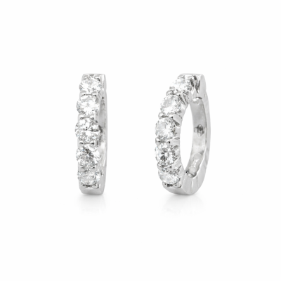1.35 CTW Lab-Grown Diamond Huggie Hoop Earrings in 14K White Gold