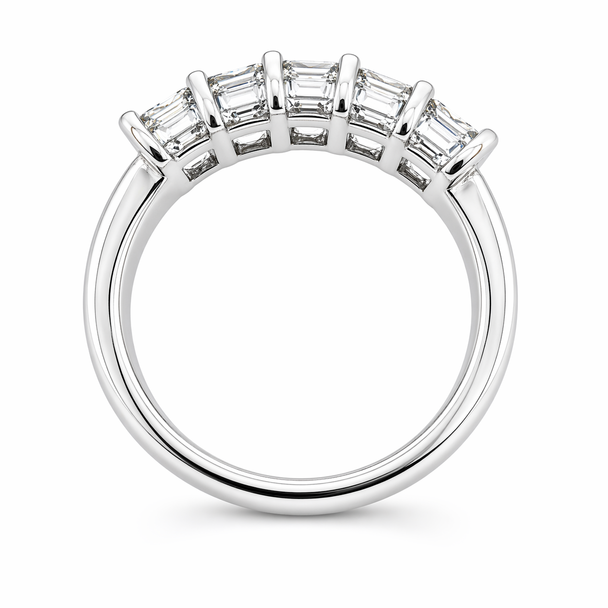 5-Stone Emerald Cut Lab Grown Anniversary Band