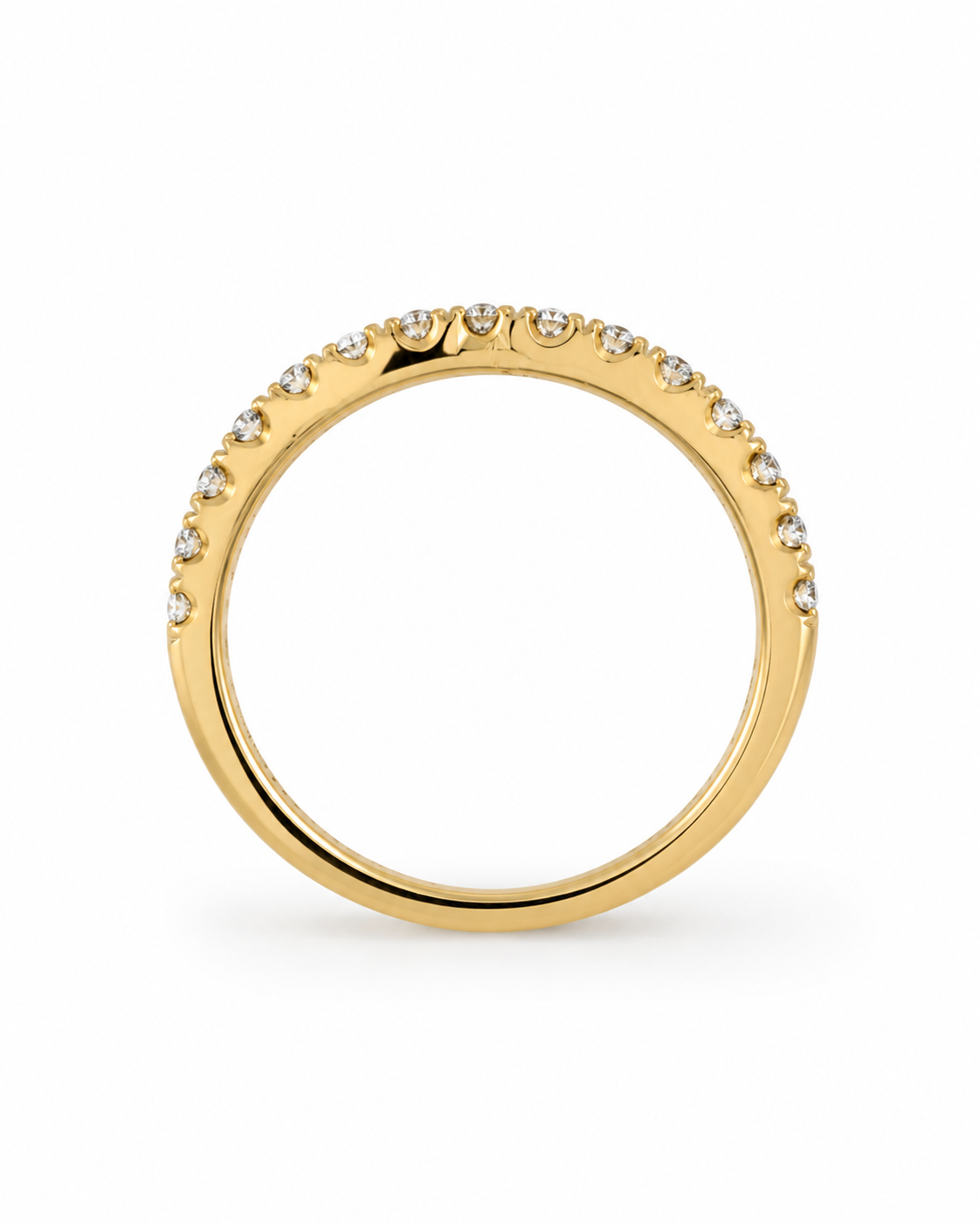 Curved Diamond Wedding Band in 18k Yellow Gold