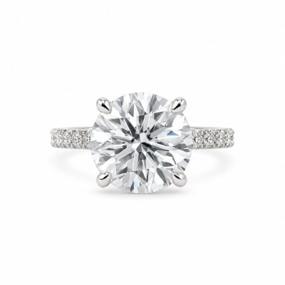 3.56 CT Round Brilliant Lab-Grown Diamond Engagement Ring – E/VS1 IGI Certified Platinum Hidden Halo