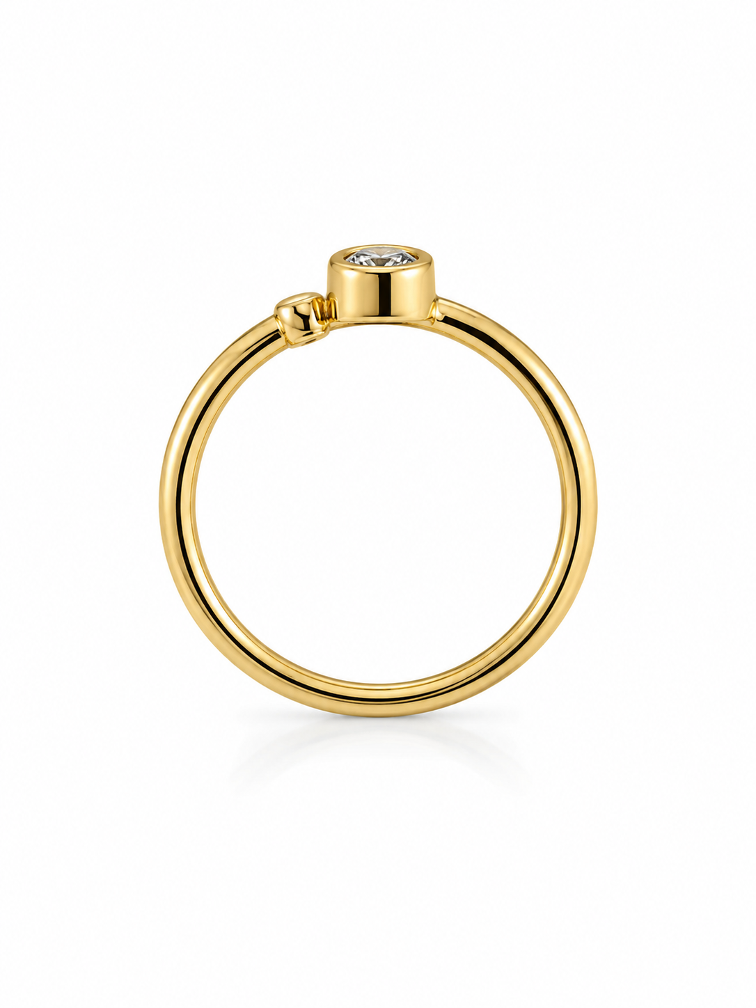 14k Yellow Gold Lab Emerald & Diamond Bezel Ring