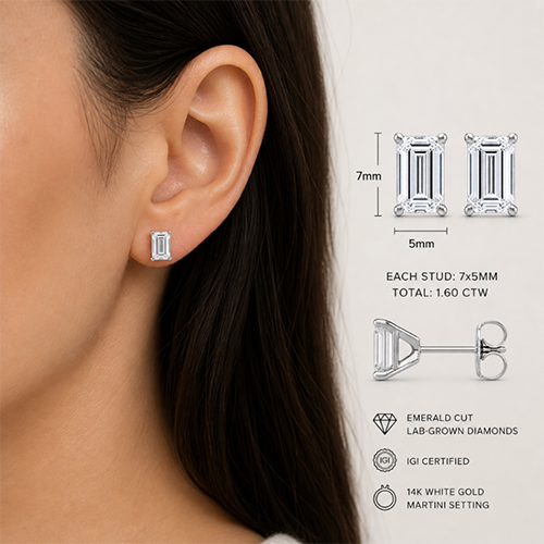 emerald cut earrings