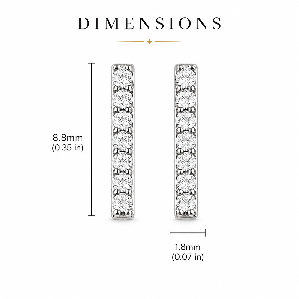 14k White Gold Baguette Lab-Grown Diamond Bar Earrings – 3/4 CTW