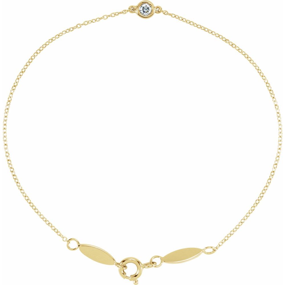 14k Yellow Gold Round Diamond Bezel Set Stationary Bracelet