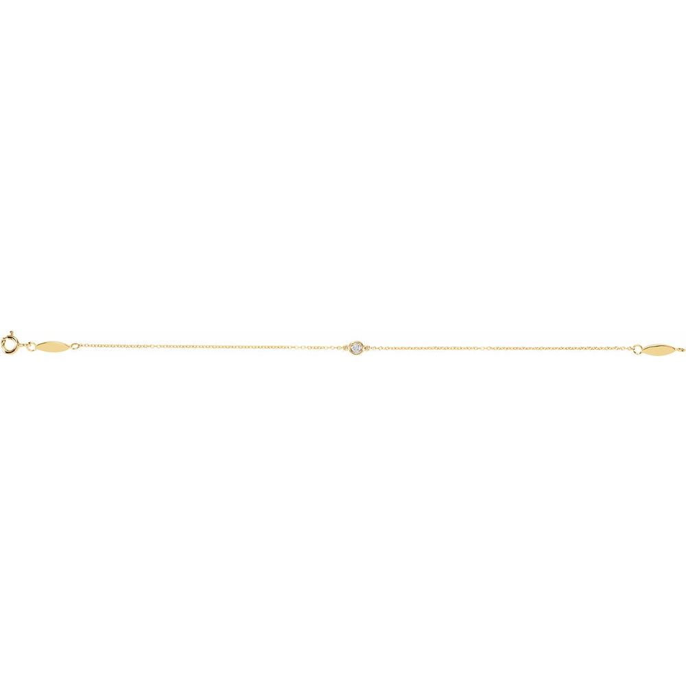 14k Yellow Gold Round Diamond Bezel Set Stationary Bracelet